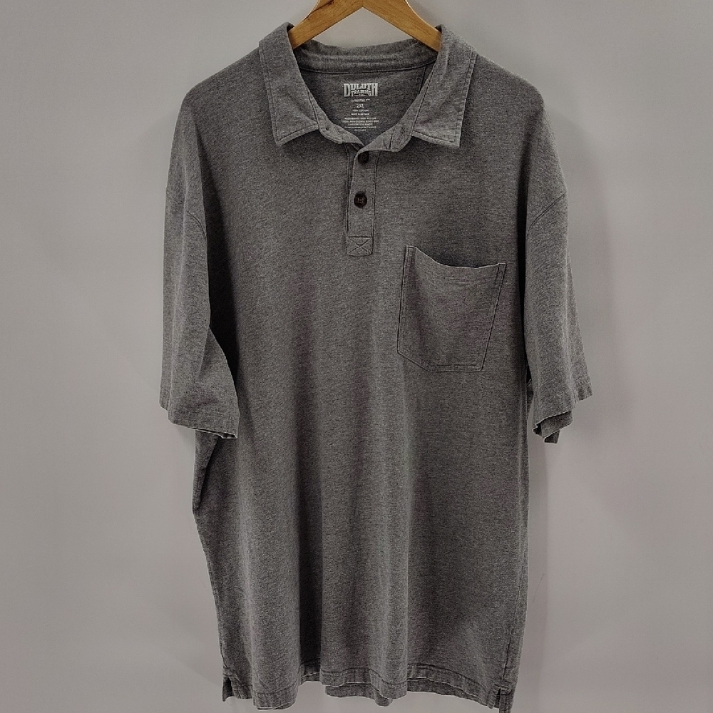 Duluth Trading Co Pullover Mens Cotton Shirt Size 2XL Long Tail Gray Read Below